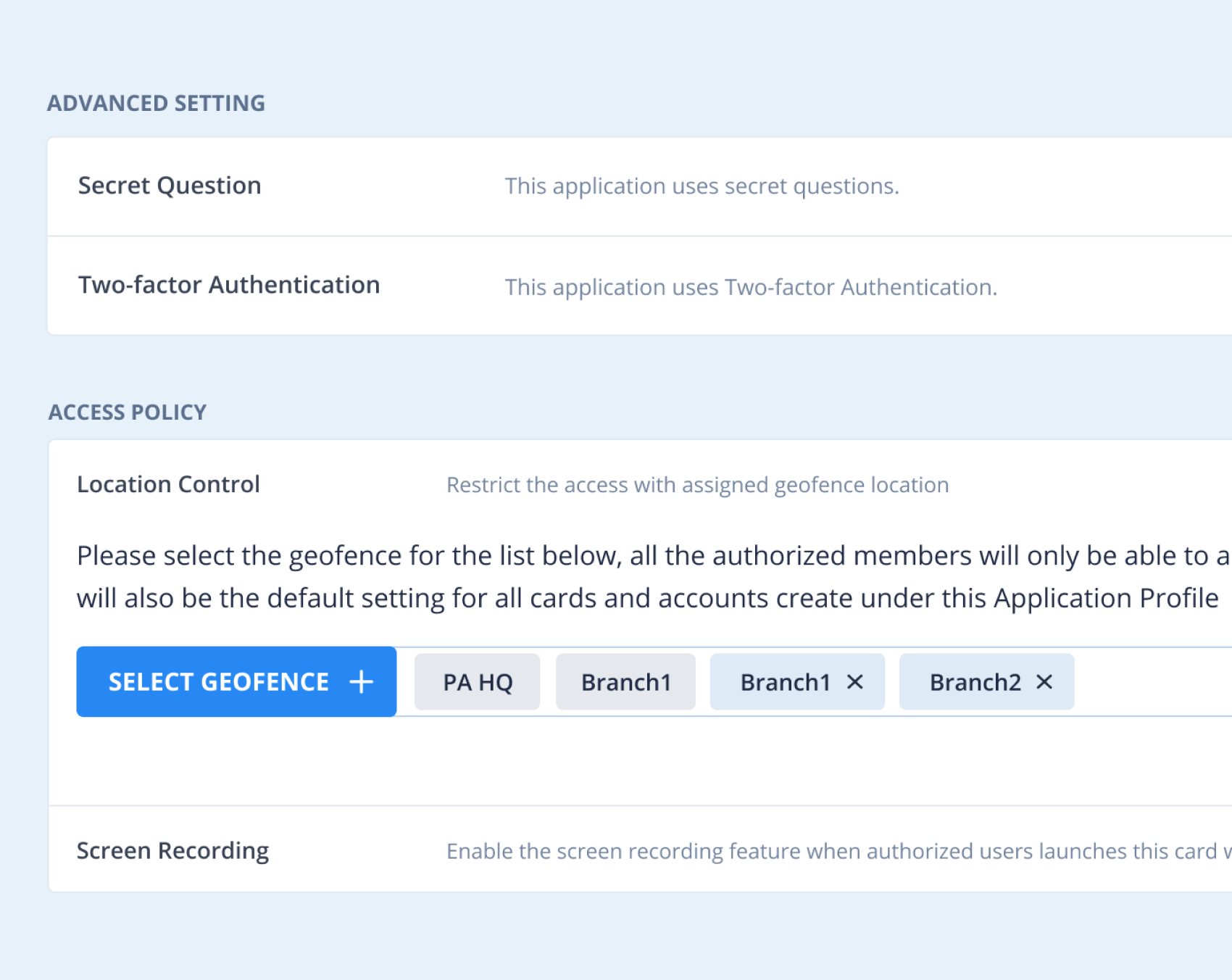 Custom Access Policy