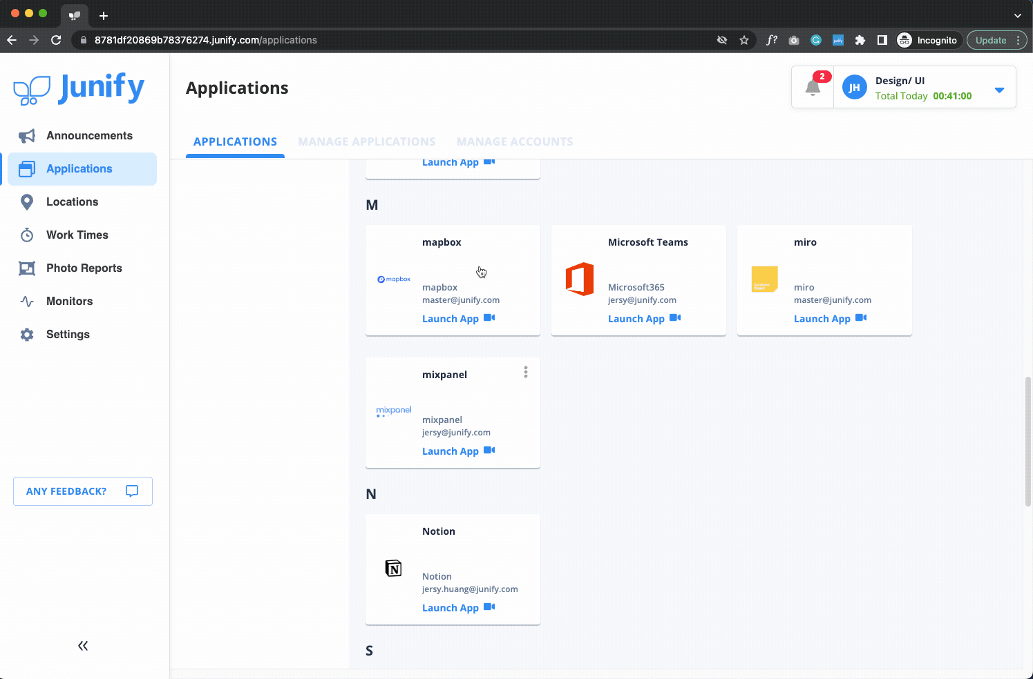 Launch application