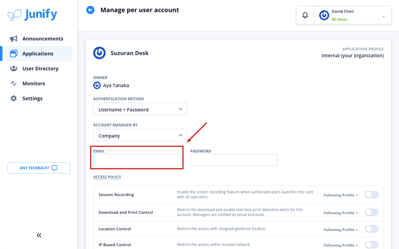 The page for a member's account, with empty fields for the login ID and password