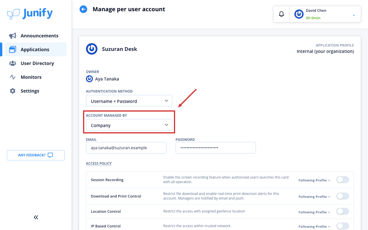 The page for a member's account, now managed by the company