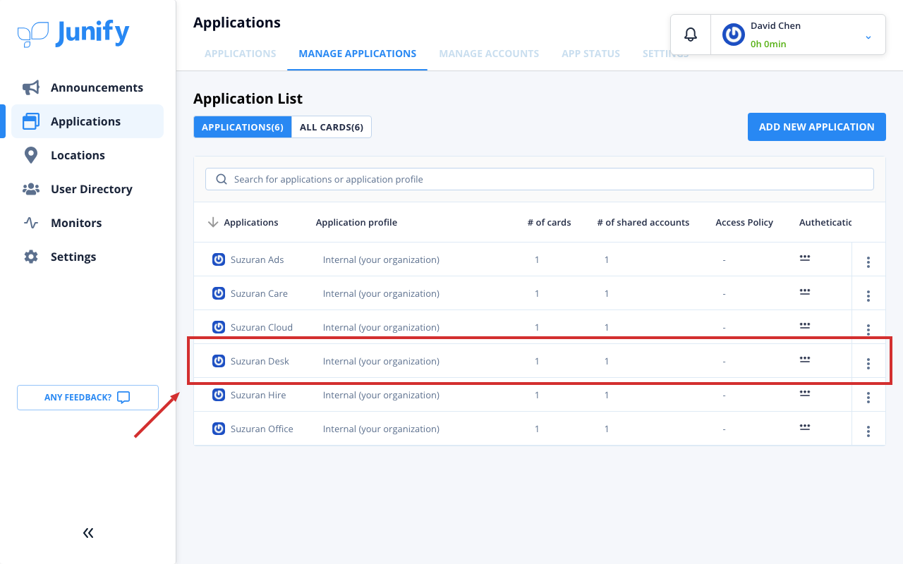 The list of apps your company has added