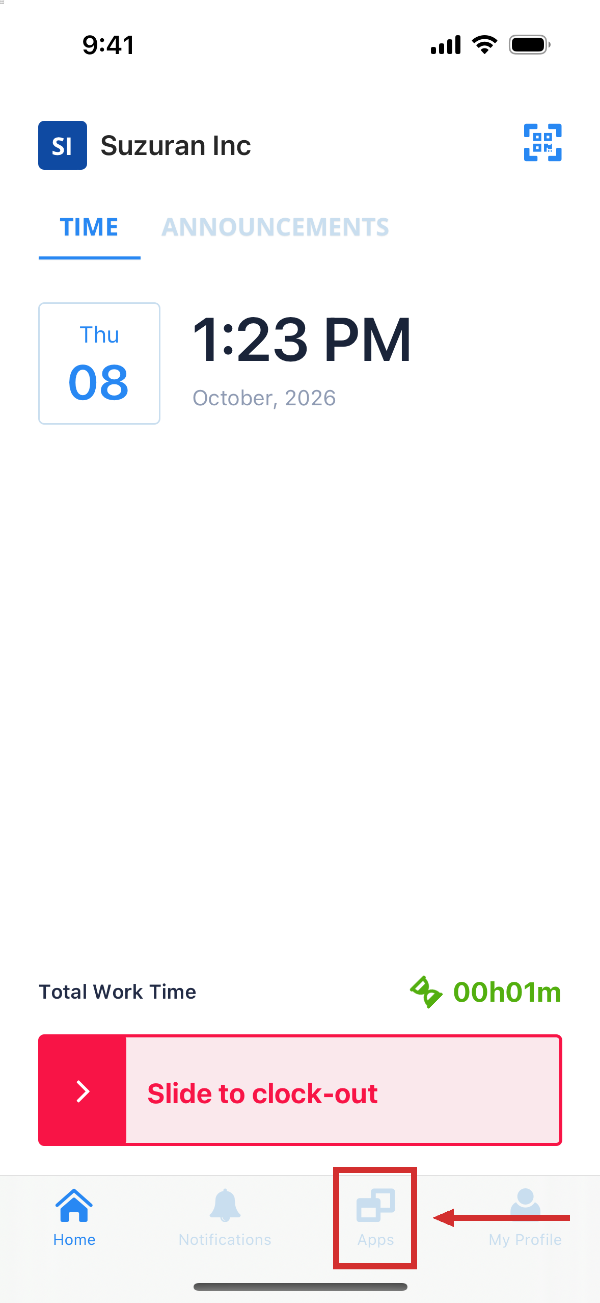 The Junify app's home screen, with tabs along the bottom