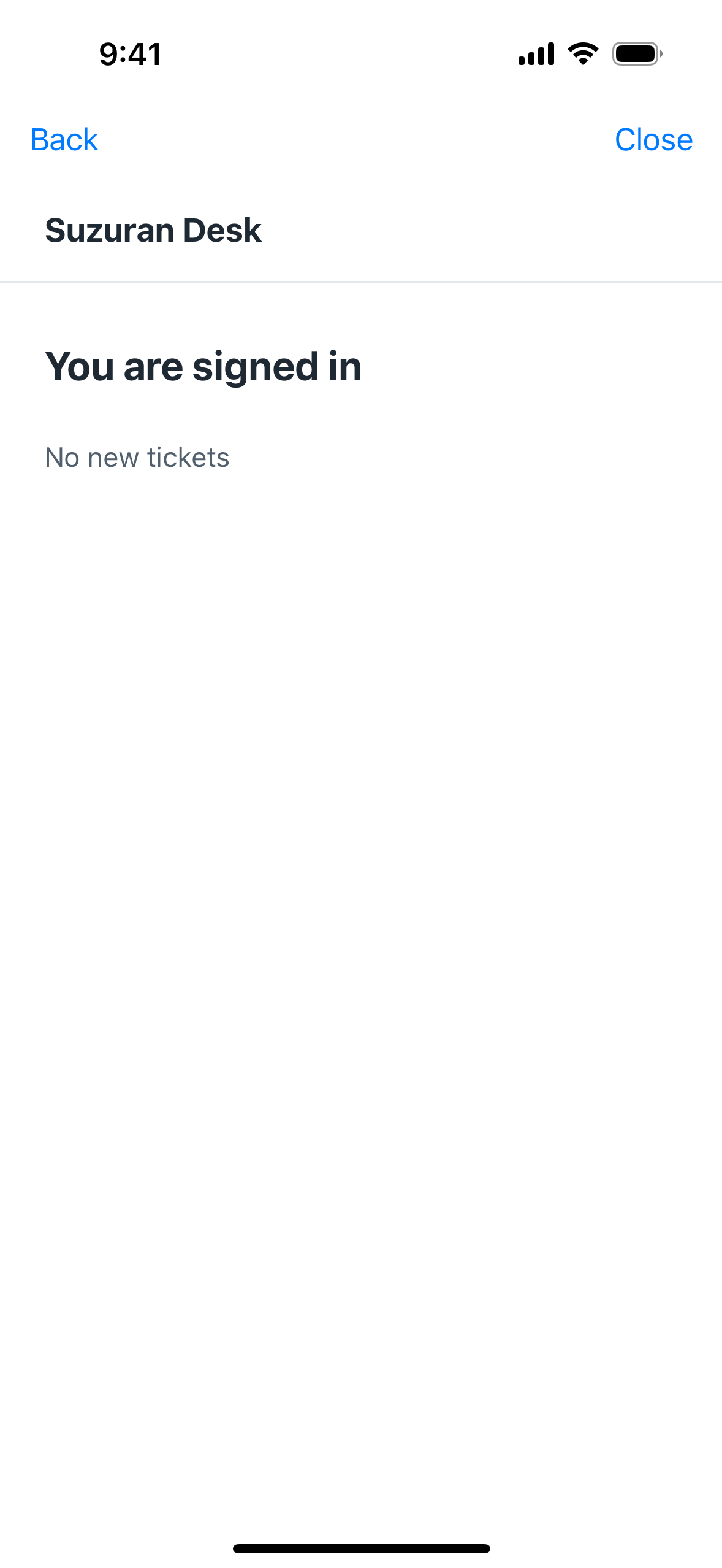 The work app's page after signing in, open inside the Junify app