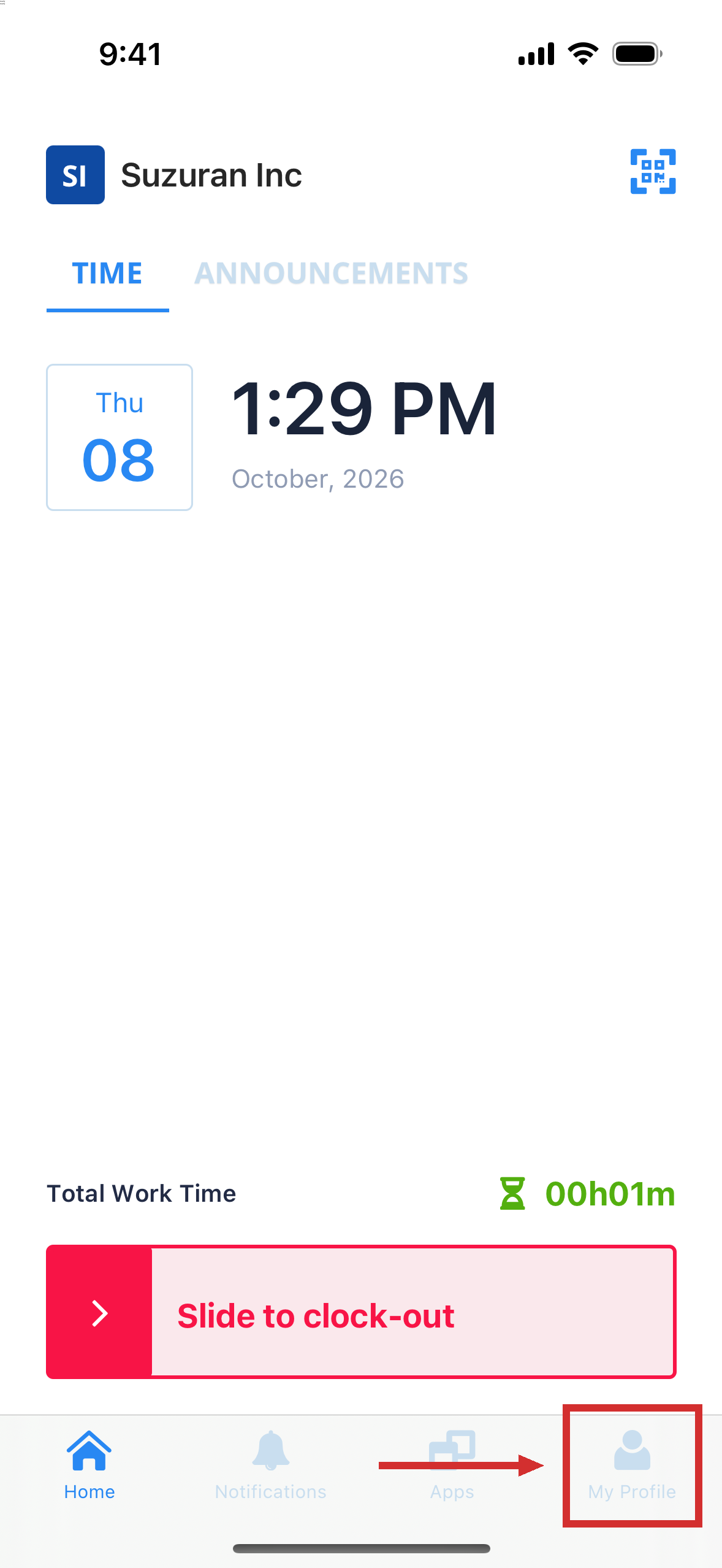 The Junify app's home screen, with tabs along the bottom
